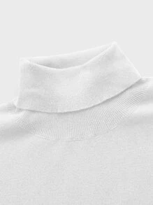 Manfinity VCAY 男士素色小高領套頭毛衣 - 白色 - 查看 4