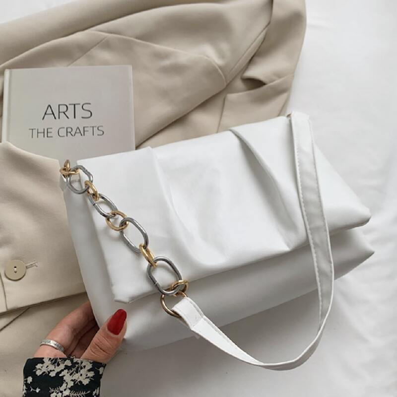 

Minimalist Flap Shoulder Bag, White