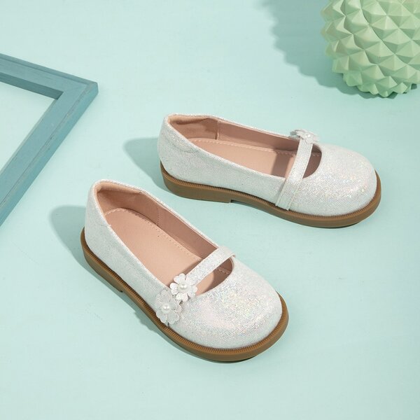 

Toddler Girls Applique Decor Flats, Silver