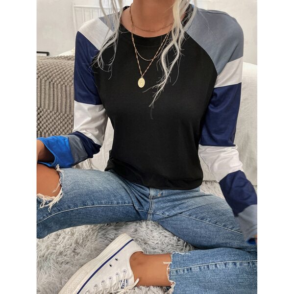 

Colorblock Raglan Sleeve Tee, Black