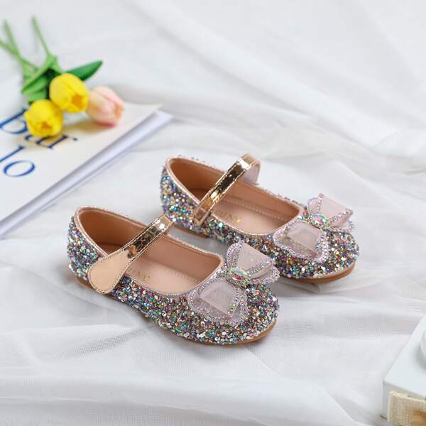 

Toddler Girls Sequins & Bow Decor Ballet Flats, Multicolor