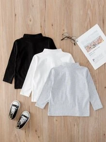 SHEIN Áo polo bé trai Nút phía trước màu trơn Giải trí - Nhiều màu - Xem 2