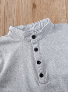 SHEIN Áo polo bé trai Nút phía trước màu trơn Giải trí - Nhiều màu - Xem 5