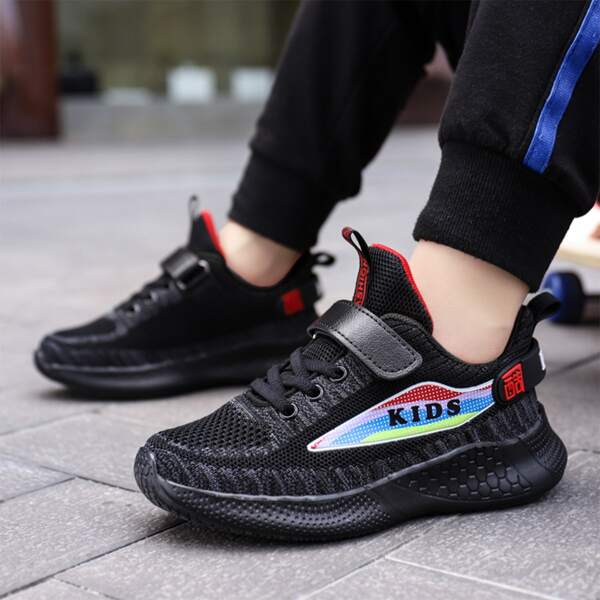 

Boys Letter Velcro Strap Sneakers, Black
