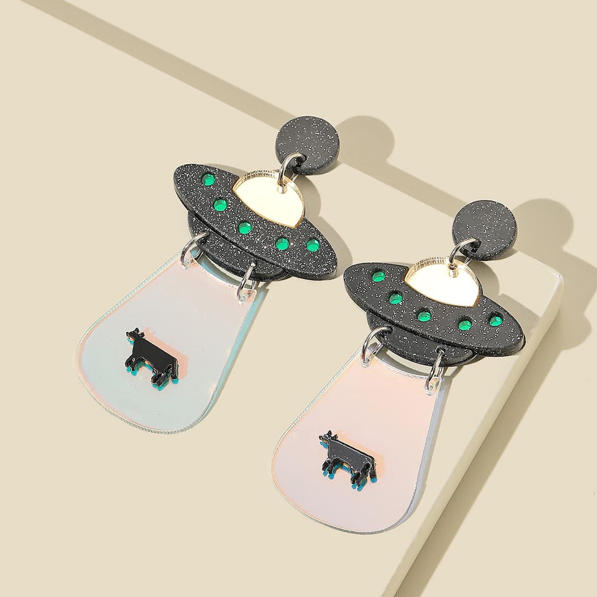 

Spaceship Charm Earrings, Multicolor