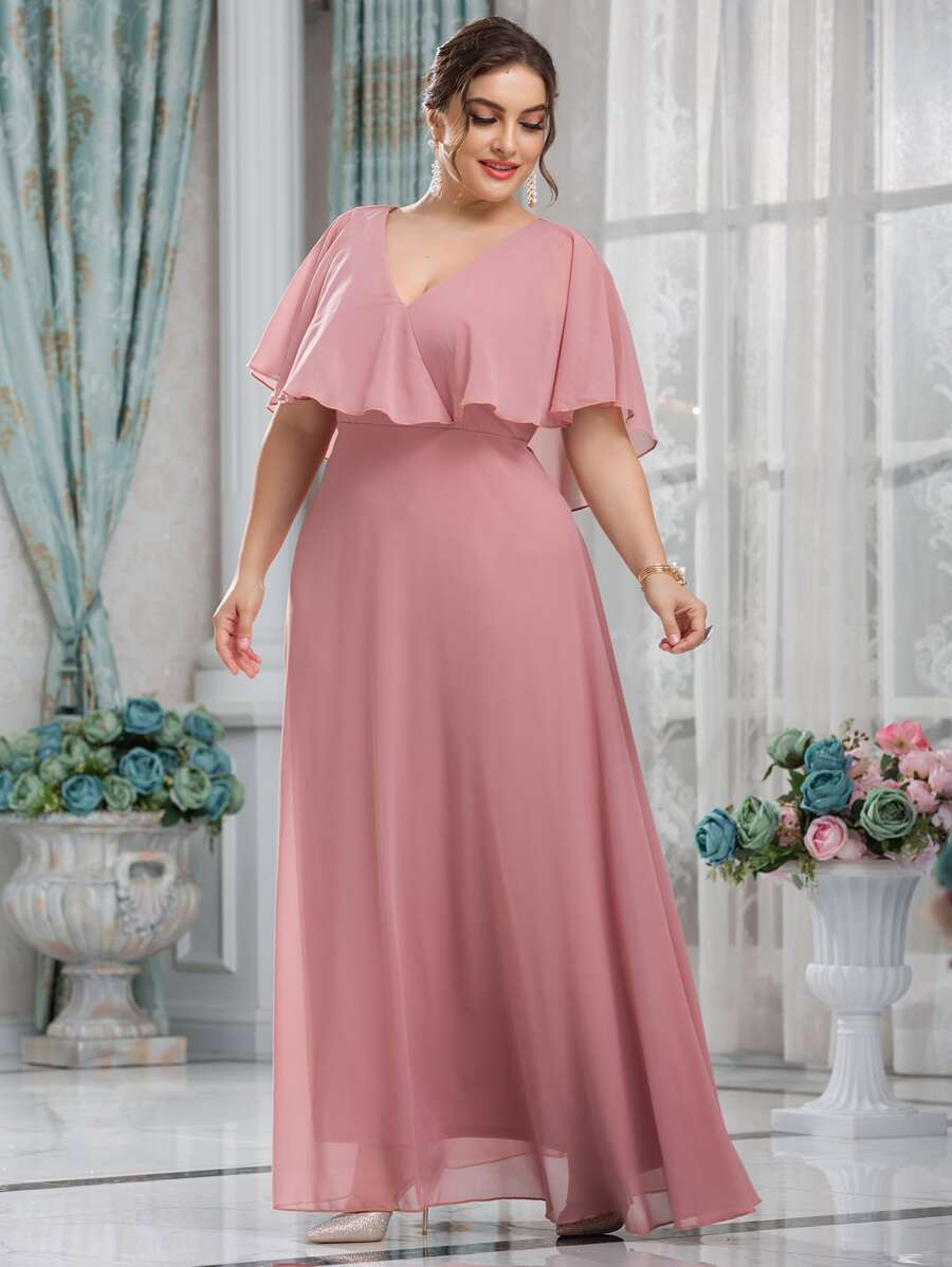 SHEIN Belle Váy phù dâu Plus Lãng mạn - Hồng - Xem 1
