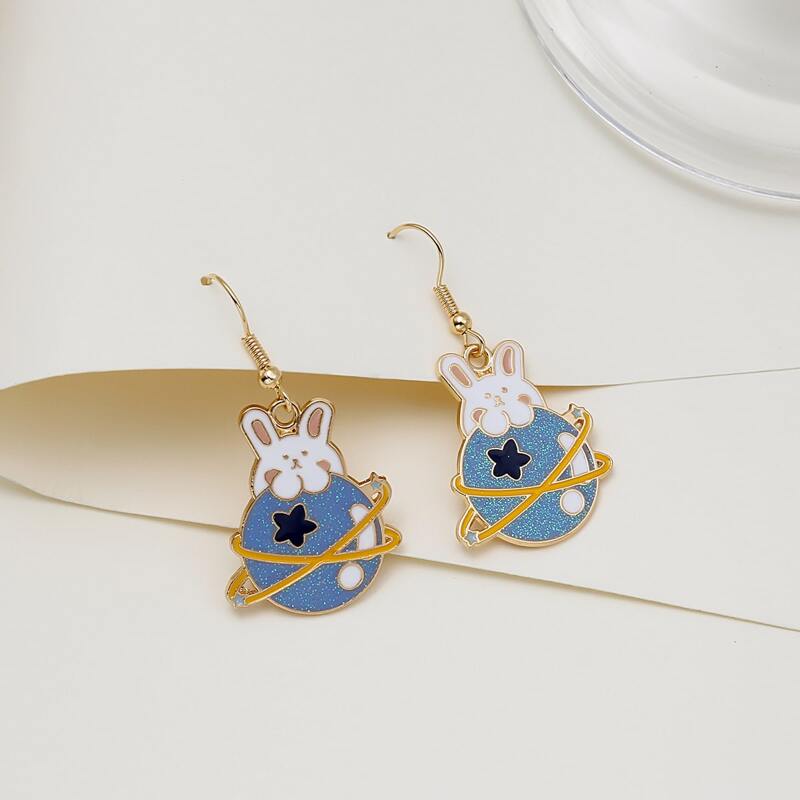 

Cartoon Rabbit Decor Earrings, Multicolor