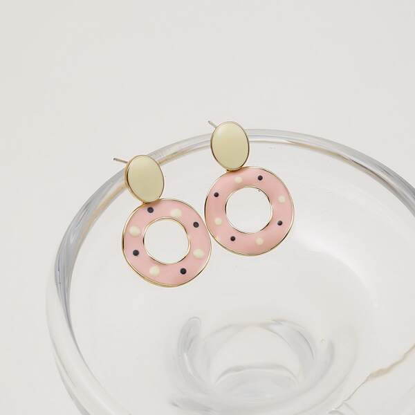 

Doughnut Drop Earrings, Pink