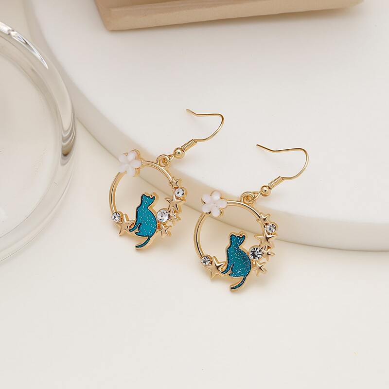 

Cat Decor Earrings, Multicolor