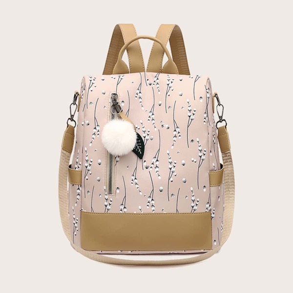 

Allover Floral Graphic Backpack, Khaki