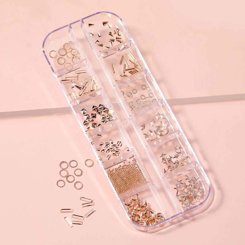 

1box Geometric Shaped Nail Art Decoration, Champagne