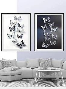 12pcs 3D Butterfly Stickers, Home Furniture Office Party Decoration - Multicolor - View 4