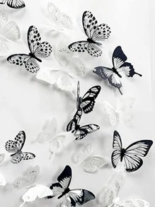 12pcs 3D Butterfly Stickers, Home Furniture Office Party Decoration - Multicolor - View 5