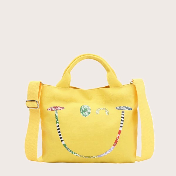 

Graphic Large Capacity Satchel Bag, Yellow