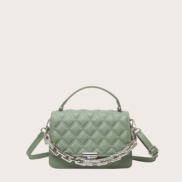 

Textured Flap Satchel Bag, Green