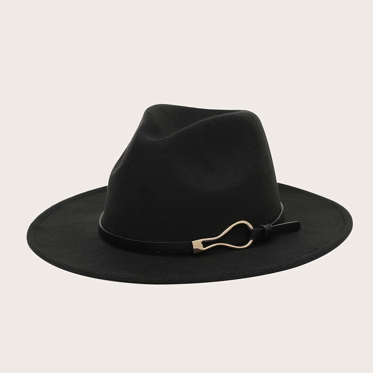 

Belt Decor Floppy Hat, Black