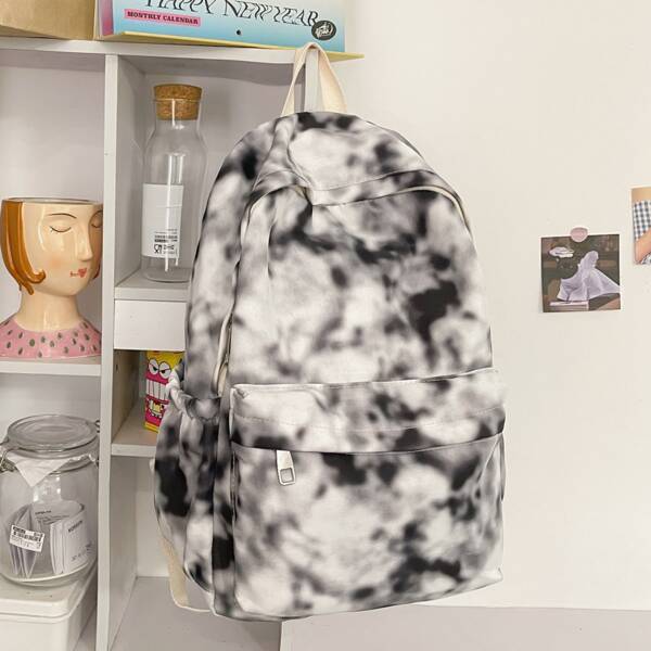 

Tie Dye Functional Backpack, Black and white