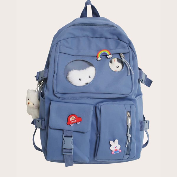 

Minimalist Backpack With Random Badge, Blue