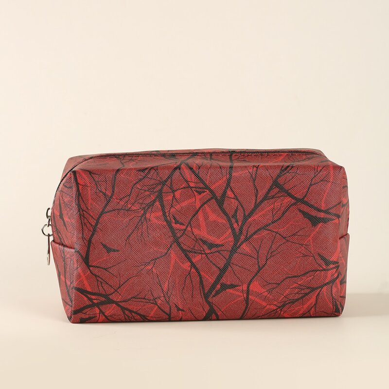 

Halloween Bat Painted Square Makeup Bag, Red