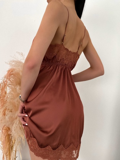 SilkySpell Geborduurde Satijnen Slip Pajama Night Dress Bridallingerie view 2