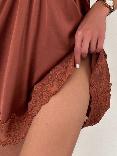 SilkySpell Geborduurde Satijnen Slip Pajama Night Dress Bridallingerie view 4