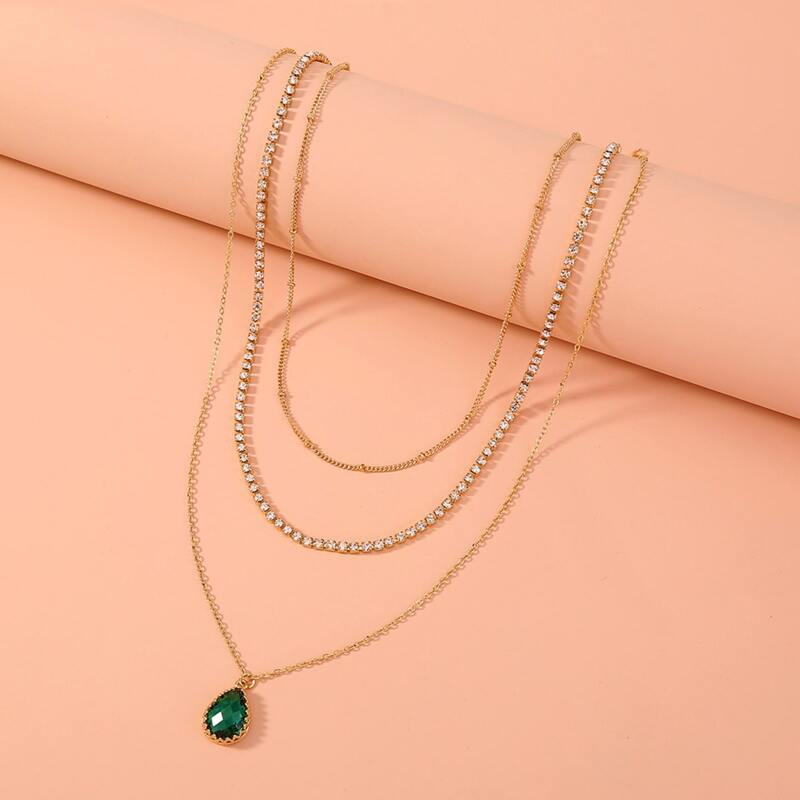 

Crystal Layered Necklace, Gold