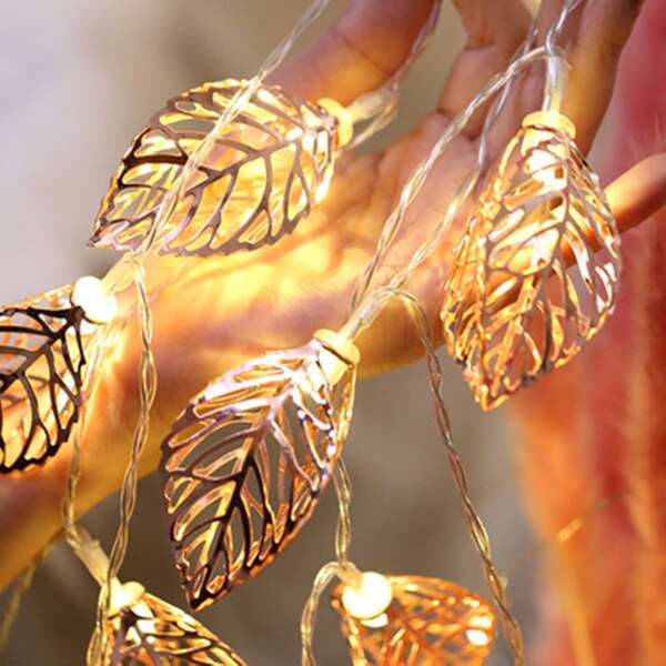 

1pc String Light With Leaf Shaped Bulb, Yellow