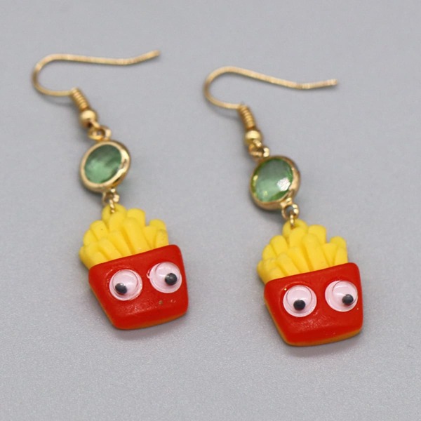 

Cartoon Fries Drop Earrings, Multicolor