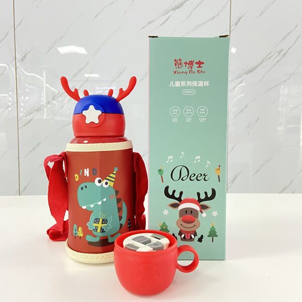 

Cartoon Dinosaur Print Vacuum Cup, Red