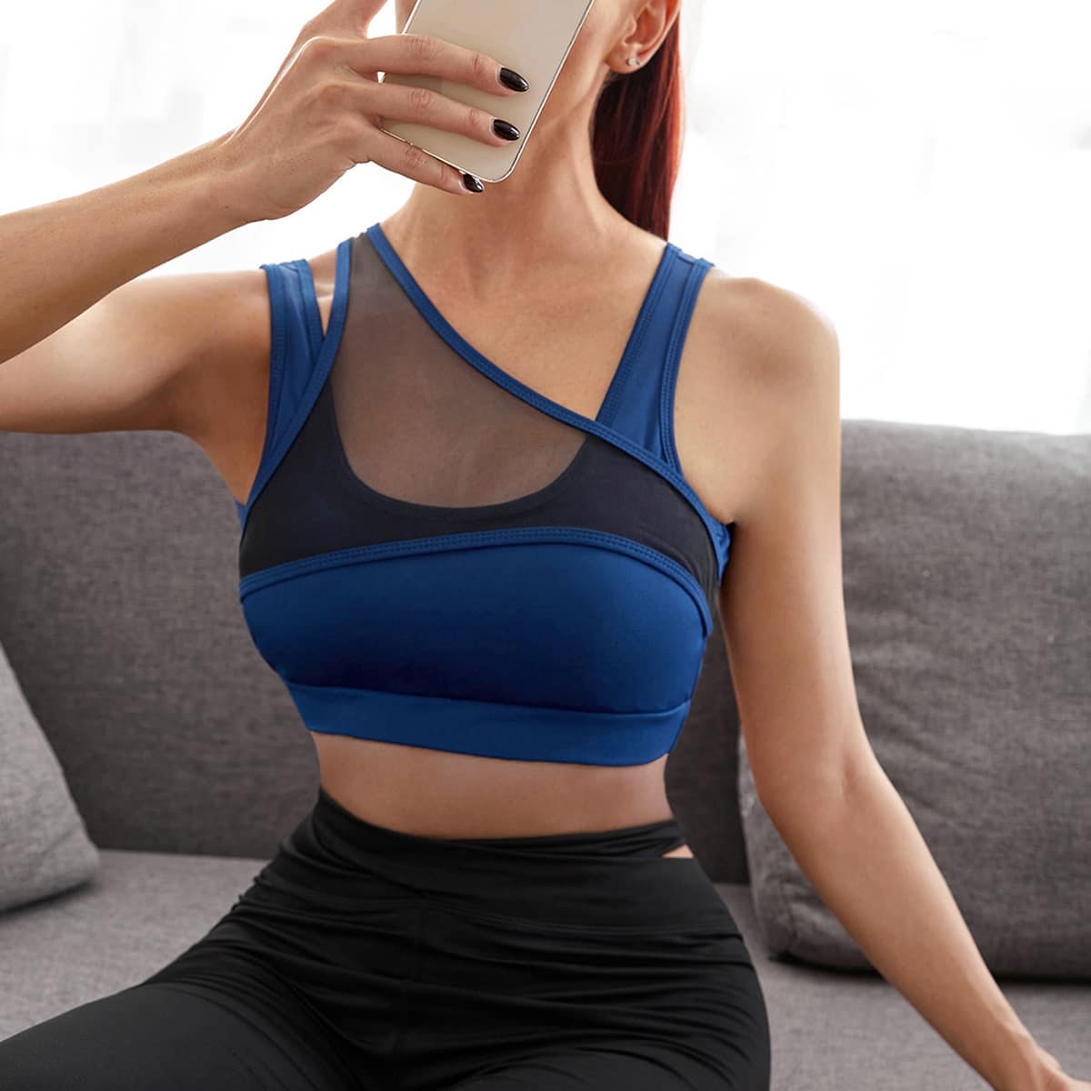 

Sheer Breathable Softness Sports Bra, Royal blue