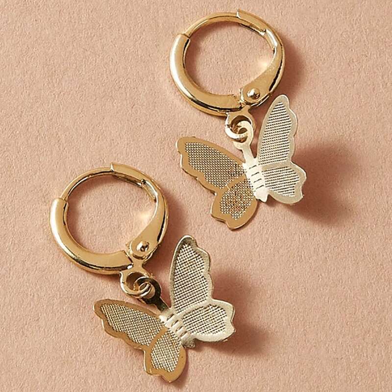 

Butterfly Drop Earrings, Gold