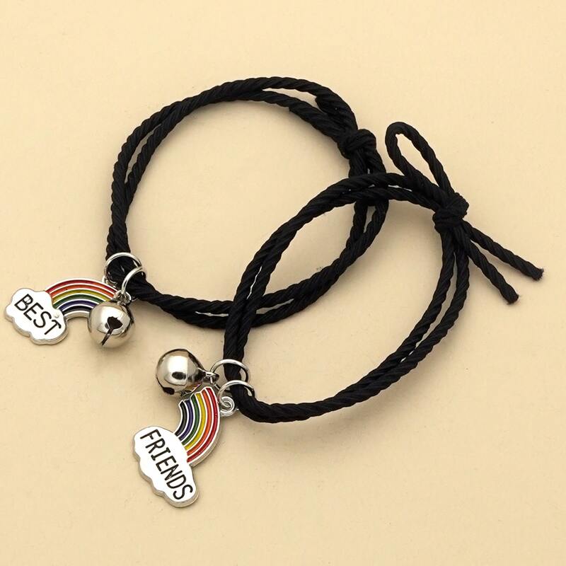 

2pcs Rainbow Rope Bracelet, Black