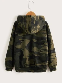 SHEIN 男孩字母和迷彩圖案運動衫