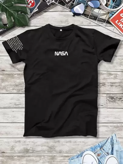 Manfinity Homme Män Letter Grafisk Kortärmad Casual Tee, Pojkvän Present, För Arbete