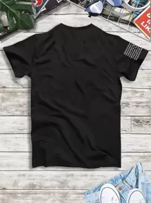 Manfinity Homme Men Letter Graphic Short Sleeve Casual Tee, Boyfriend Gift, For Work - Black - View 2