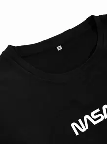 Manfinity Homme Men Letter Graphic Short Sleeve Casual Tee, Boyfriend Gift, For Work - Black - View 3