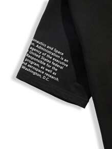 Manfinity Homme Men Letter Graphic Short Sleeve Casual Tee, Boyfriend Gift, For Work - Black - View 4