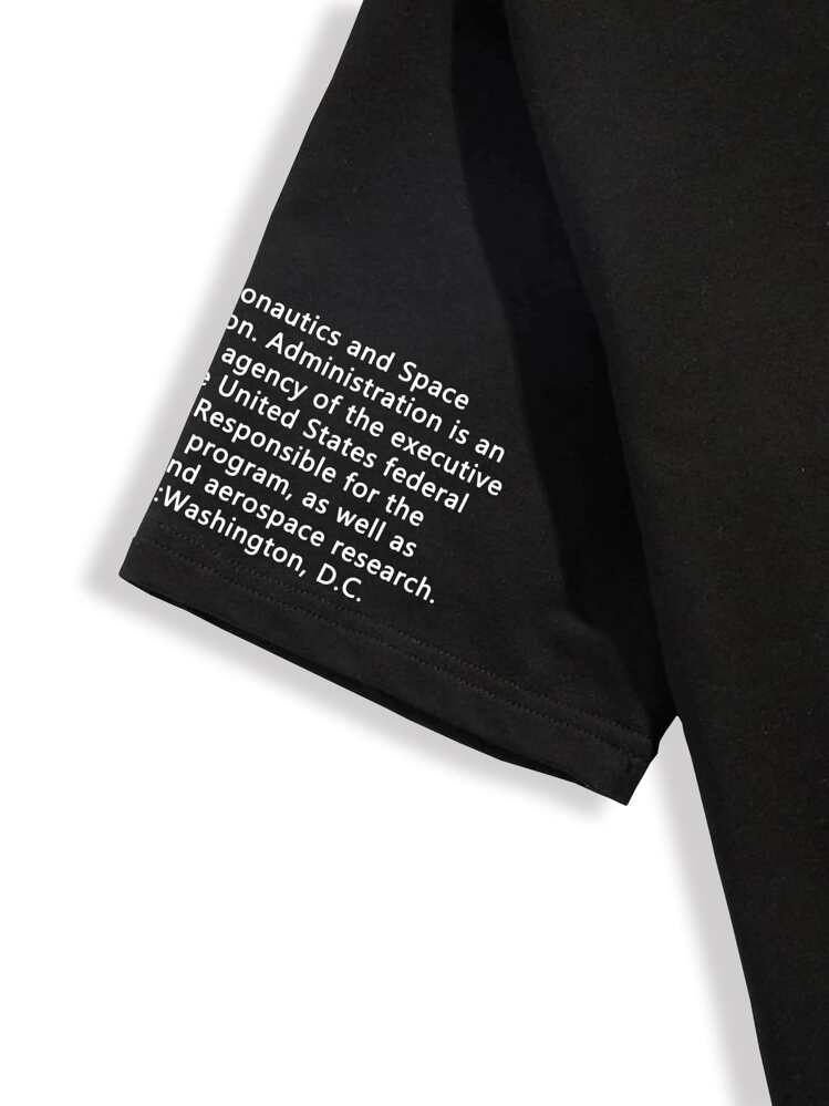 Manfinity Homme Men Letter Graphic Short Sleeve Casual Tee, Boyfriend Gift, For Work - Black - View 4