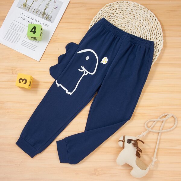 

Toddler Boys Letter & Cartoon Graphic 3D Design Patched Sweatpants, Navy blue