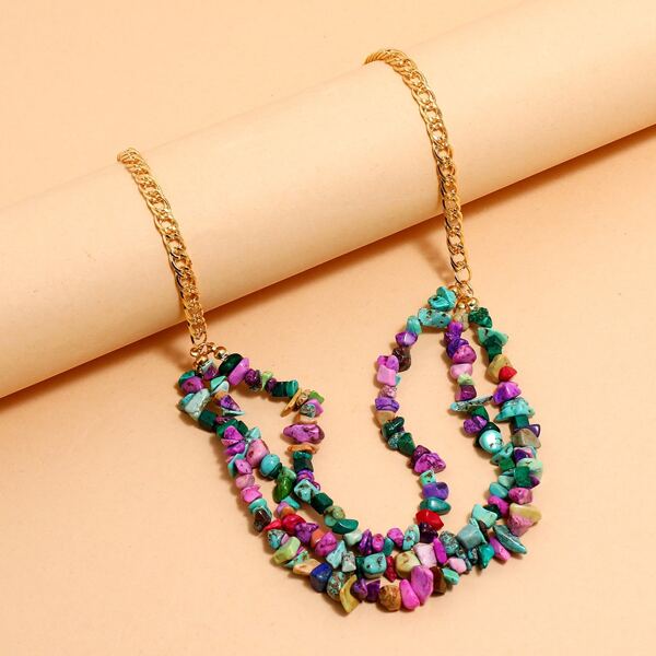 

Stone Beaded Necklace, Multicolor