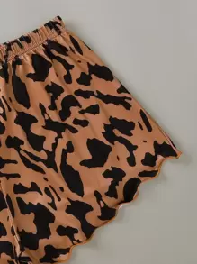 Letter Graphic Scallop Trim Cami Pyjama Set - Multicolor - View 3