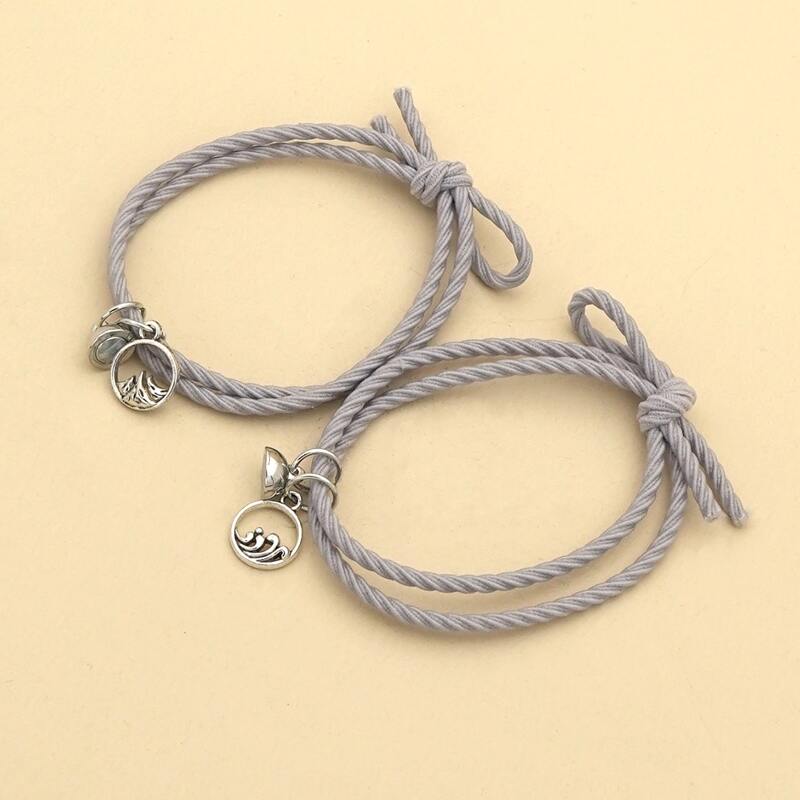 

2pcs Mountain & Sea Rope Bracelet, Grey