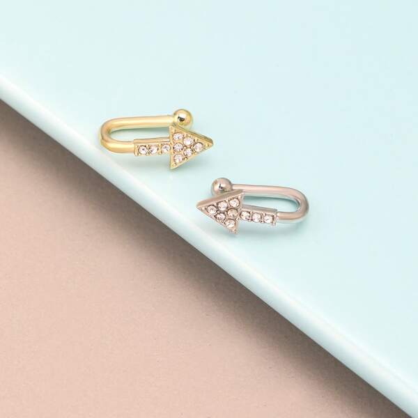 

2pcs Rhinestone Arrow Decor Nose Cuff, Multicolor