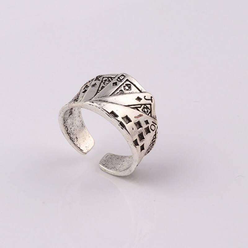 

Guys Playing Card Cuff Ring, Silver