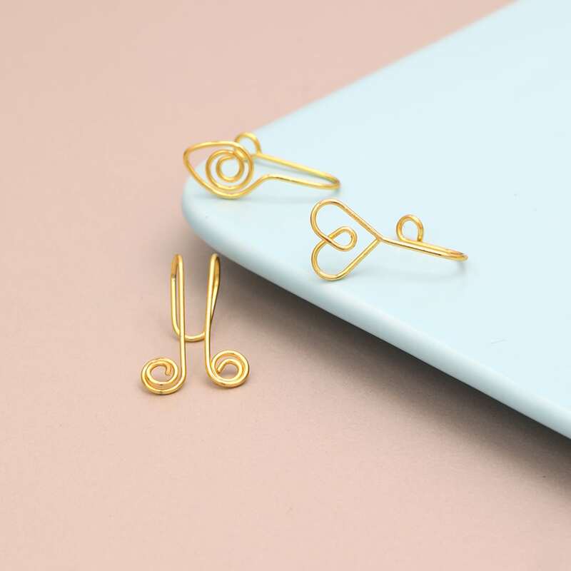 

3pcs Structured Nose Ring, Gold