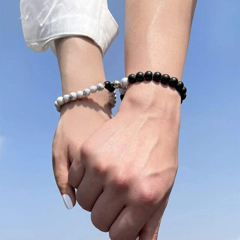 

Guys 2pcs Magnetic Beaded Bracelet, Multicolor