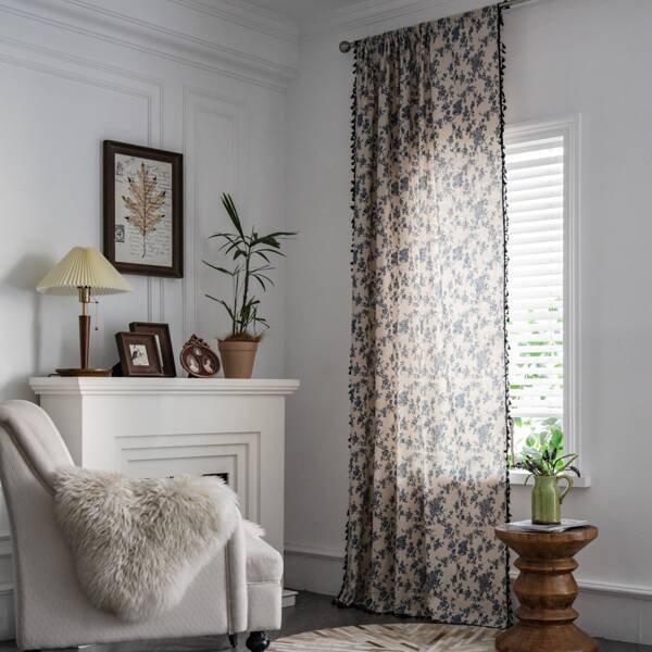 

Tassel Decor Single Panel Curtain, Multicolor