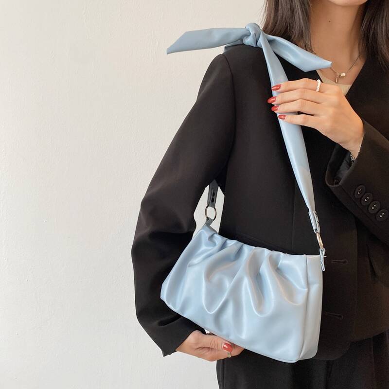 

Ruched Design Shoulder Bag, Blue