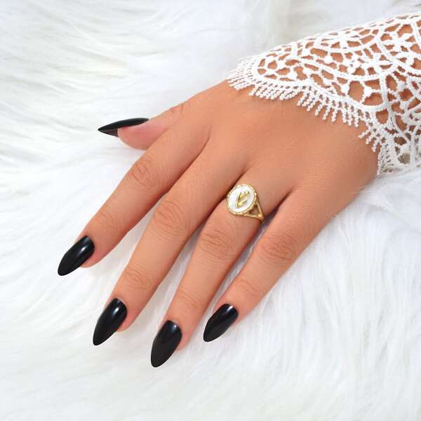 

Flower Decor Cuff Ring, Gold