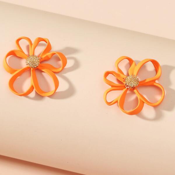 

Flower Stud Earrings, Orange